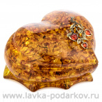 Шкатулка из янтаря "Сердце. Яблочки на ветке"