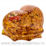 Шкатулка из янтаря "Сердце. Ветка груши"