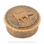 Шкатулка из бересты "Лошадь" круглая