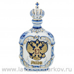 Штоф фарфоровый "Герб РФ". Гжель в золоте
