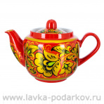 Чайник заварочный 0,6 л "Кудрина". Хохлома