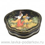 Лаковая миниатюра шкатулка "Частушка". Палех