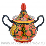 Сахарница "Клубника". Хохлома