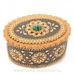 Шкатулка из бересты с малахитом