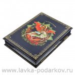 Лаковая миниатюра шкатулка "Георгий Победоносец" Холуй