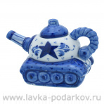 Чайник коллекционный "Танк". Гжель