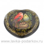 Лаковая миниатюра шкатулка "Снегири" Палех