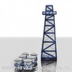 Штоф "Нефтяная платформа" (6 стопок) Гжель