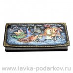 Лаковая миниатюра Шкатулка "Тройка". Холуй