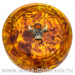 Круглая шкатулка из янтаря "Знак зодиака Телец"