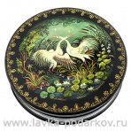 Лаковая миниатюра шкатулка "Журавли". Холуй