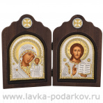 Икона диптих "Божья Матерь Казанская/Спаситель"