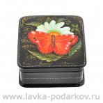 Лаковая миниатюра шкатулка "Бабочка" Палех