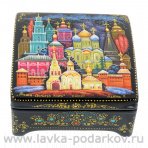 Лаковая миниатюра шкатулка "Троице-Сергиева  лавра" Холуй