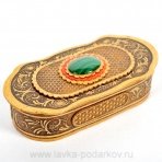 Шкатулка из бересты с малахитом