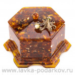Шкатулка из янтаря "Шестигранная" (в ассортименте)