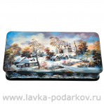 Шкатулка с художественной росписью "Зима. Мостик"