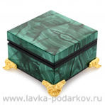 Шкатулка из малахита квадратная