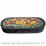 Лаковая миниатюра шкатулка "Тройка". Холуй