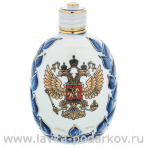 Фарфоровый штоф-фляжка 0,5 л "Герб РФ". Гжель в золоте
