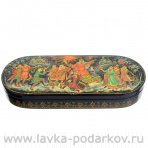 Лаковая миниатюра шкатулка "Масленица". Холуй