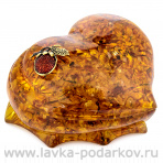 Шкатулка из янтаря "Сердце. Малинка"