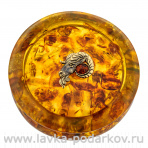 Круглая шкатулка из янтаря "Знак зодиака Овен"