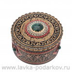 Шкатулка прорезная из бересты с малахитом