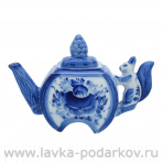 Чайник коллекционный "Белка". Гжель