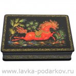 Лаковая миниатюра Шкатулка "Конь-огонь" Холуй