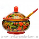 Сахарница с ложкой Хохлома