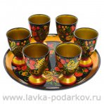 Набор для коньяка (7 предметов) Хохлома (в ассортименте)