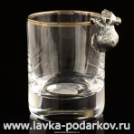 Сувенир из серебра "Крыса-собутыльник" со стопкой