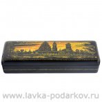 Лаковая миниатюра шкатулка "Кижи". Холуй