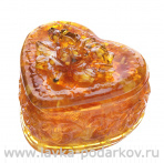 Шкатулка из янтаря "Сердечко с цветком"