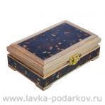 Шкатулка деревянная с янтарем