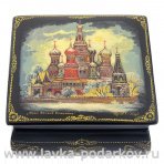 Лаковая миниатюра шкатулка "Храм Василия Блаженного". Холуй