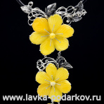 Янтарное колье с серебром 