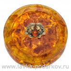 Круглая шкатулка из янтаря "Знак зодиака Близнецы"