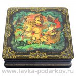 Лаковая миниатюра шкатулка "Была бы только тройка". Холуй