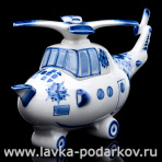 Чайник "Вертолет грузовой". Гжель
