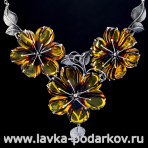 Янтарное колье с серебром 