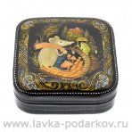 Лаковая миниатюра шкатулка "Мышка" Палех