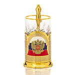 Подстаканник латунный "Герб РФ. Триколор". Златоуст