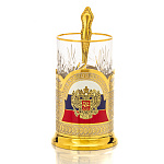 Подстаканник латунный "Герб РФ. Триколор". Златоуст
