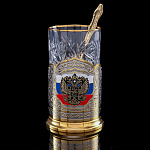 Подстаканник латунный "Герб РФ. Триколор". Златоуст