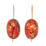 Серьги со вставкой из янтаря. Серебро 925*. Вес 11,59 г