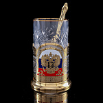 Подстаканник латунный "Герб РФ. Триколор". Златоуст