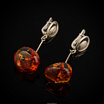 Серьги с янтарем (серебро 925*) 8,19 гр.