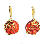 Серьги со вставкой из янтаря. Серебро 925*. Вес 10,96 г